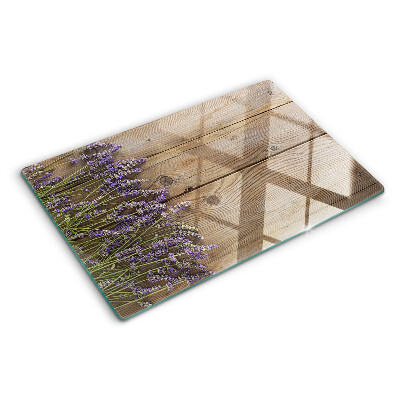Snijplanken glas Lavendel op een houten achtergrond