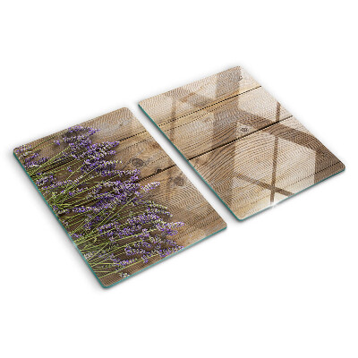 Szklana deska do krojenia Lawenda na tle drewnianym