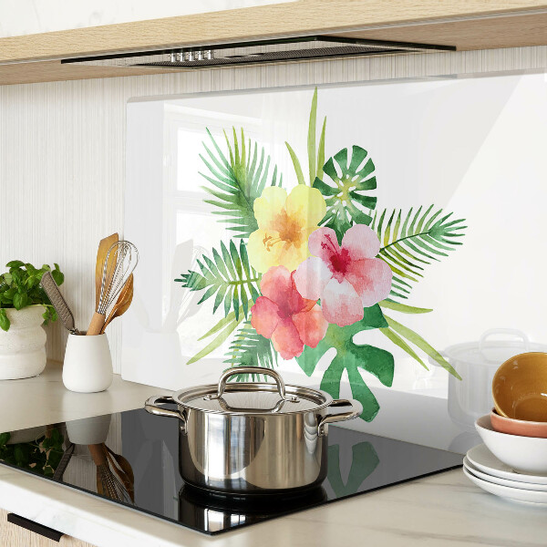 Glazen snijplanken Tropische bloemen en bladeren