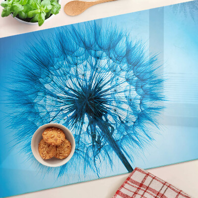 Szklana deska kuchenna Dmuchawiec na niebieskim tle