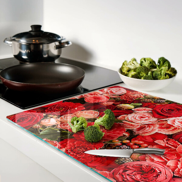 Deska kuchenna szklana Kwiatowy wzór z różami