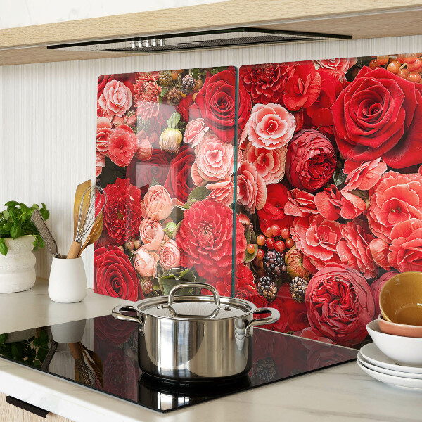 Deska kuchenna szklana Kwiatowy wzór z różami