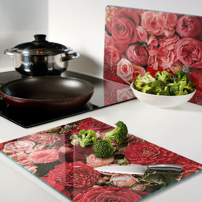 Deska kuchenna szklana Kwiatowy wzór z różami