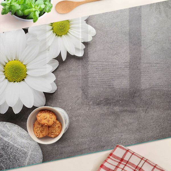 Szklana deska do krojenia Kwiaty i kamienie na tle