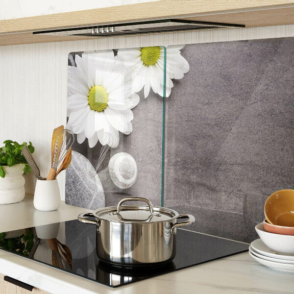 Szklana deska do krojenia Kwiaty i kamienie na tle