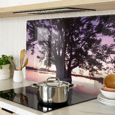 Snijplanken glas Boom bij zonsondergang