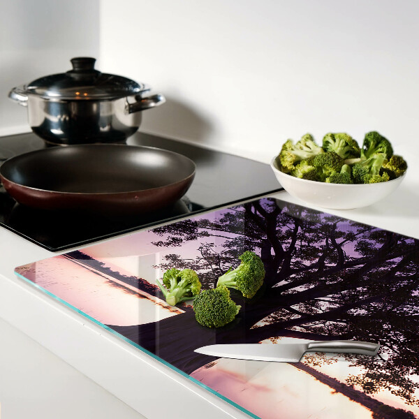 Snijplanken glas Boom bij zonsondergang