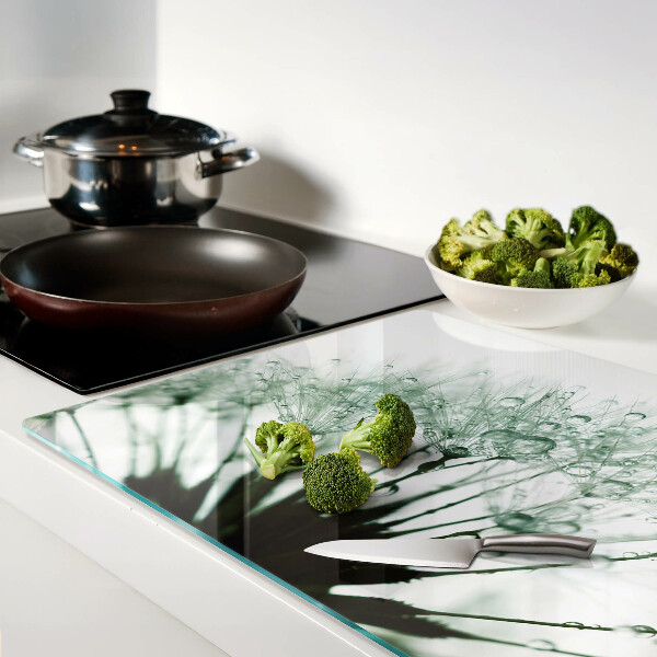 Szklana deska kuchenna Dmuchawce z kroplami wody