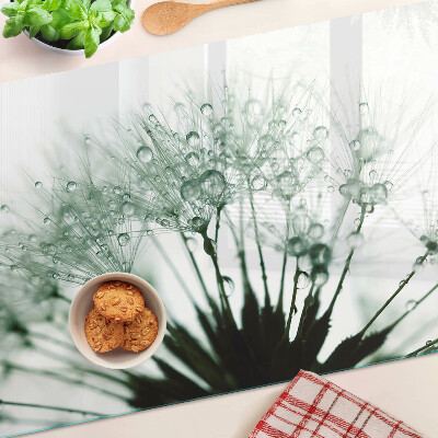 Szklana deska kuchenna Dmuchawce z kroplami wody