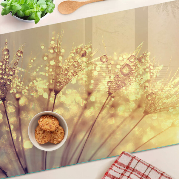 Deska kuchenna szklana Kwiaty z kroplami wody