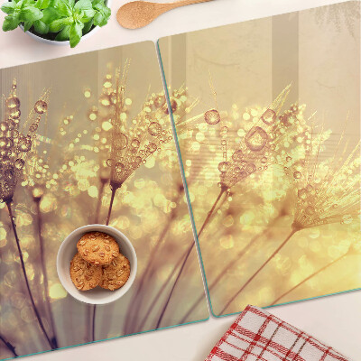 Deska kuchenna szklana Kwiaty z kroplami wody