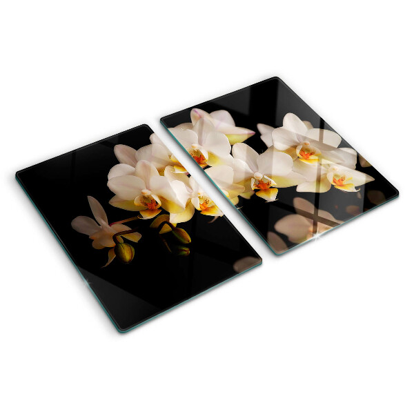 Deska kuchenna szklana Orchidee na czarnym tle