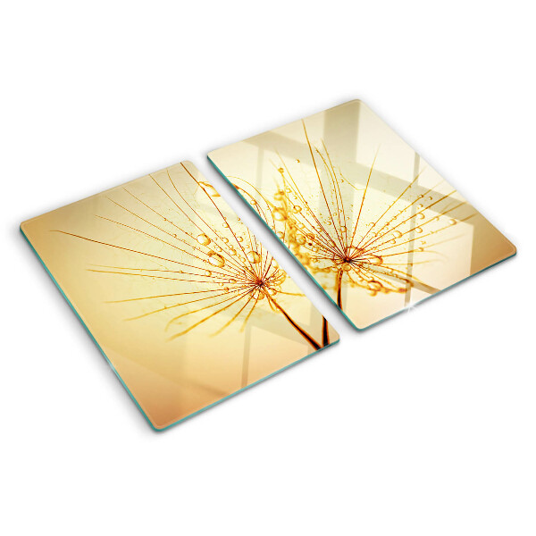 Szklana deska kuchenna Kwiaty z kroplami wody