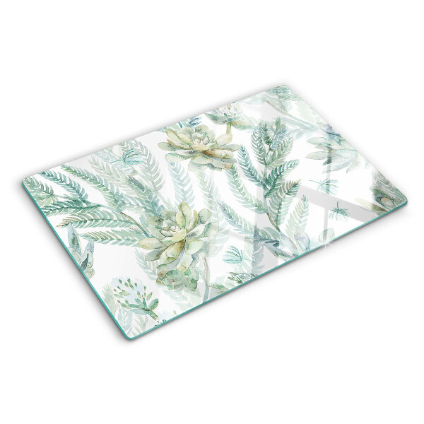 Szklana deska kuchenna Rośliny sukulentowe i liście