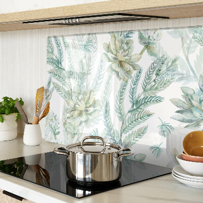 Szklana deska kuchenna Rośliny sukulentowe i liście