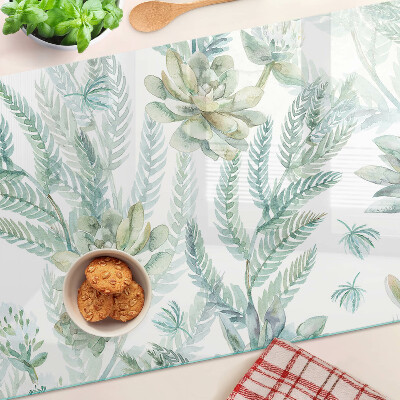 Szklana deska kuchenna Rośliny sukulentowe i liście