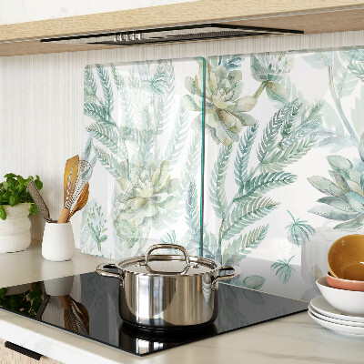 Szklana deska kuchenna Rośliny sukulentowe i liście