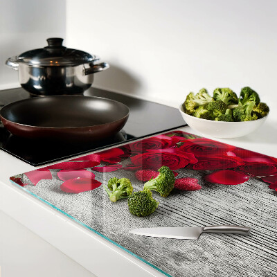 Snijplanken glas Rozen en hartvormige bloemblaadjes