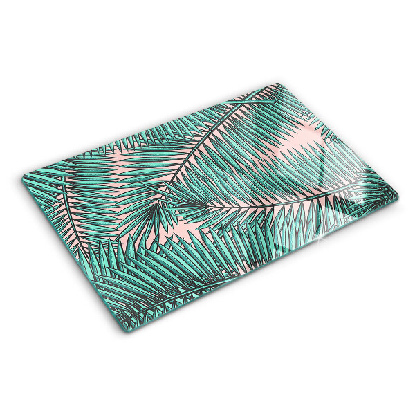Deska kuchenna szklana Liście palmowe na różowym tle