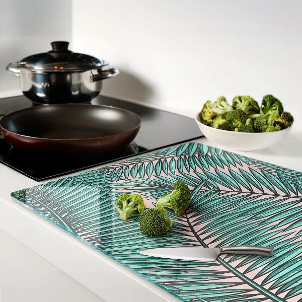 Deska kuchenna szklana Liście palmowe na różowym tle