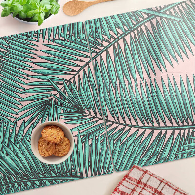 Deska kuchenna szklana Liście palmowe na różowym tle