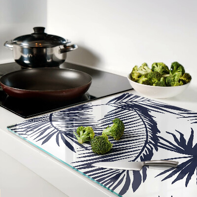 Szklana deska do krojenia Liście palmowe na białym tle