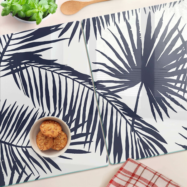 Szklana deska do krojenia Liście palmowe na białym tle