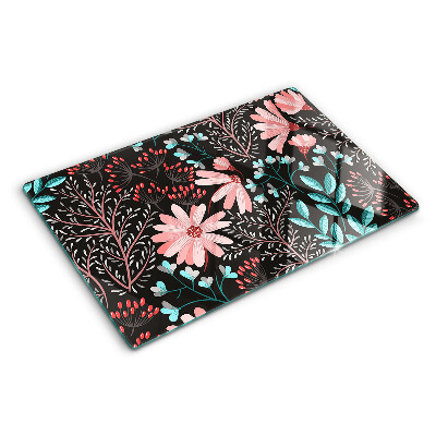 Snijplanken glas Bloemenpatroon op een donkere achtergrond