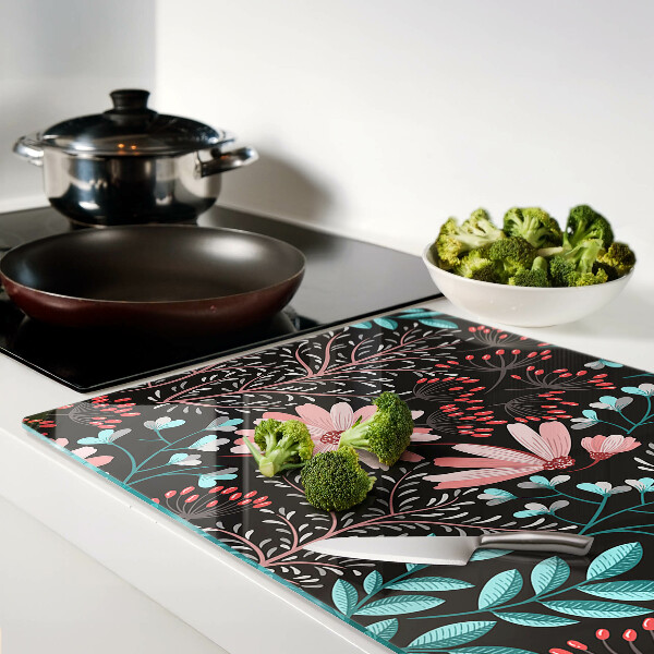 Szklana deska do krojenia Kwiatowy wzór na ciemnym tle