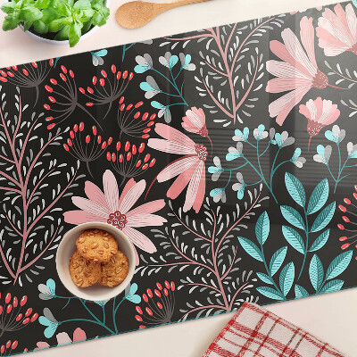 Szklana deska do krojenia Kwiatowy wzór na ciemnym tle