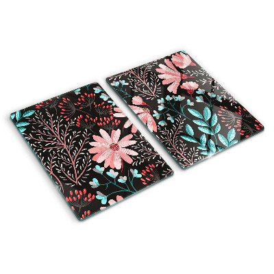 Szklana deska do krojenia Kwiatowy wzór na ciemnym tle