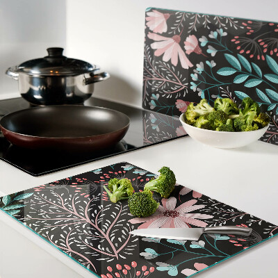 Szklana deska do krojenia Kwiatowy wzór na ciemnym tle