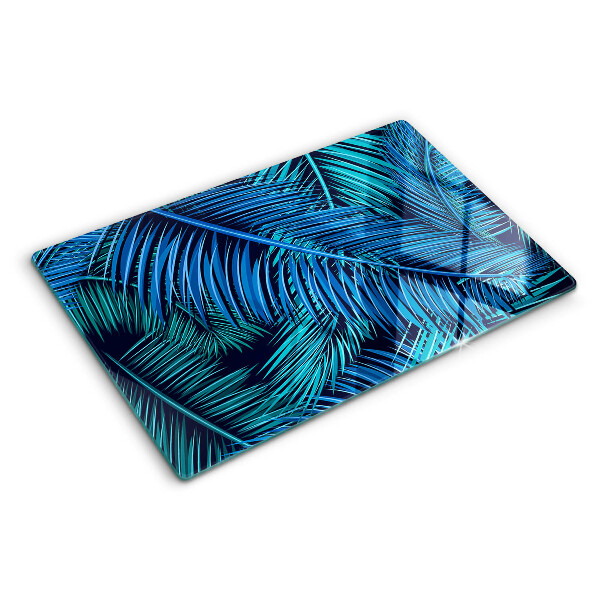 Snijplanken van glas Palmbladeren in verschillende tinten blauw