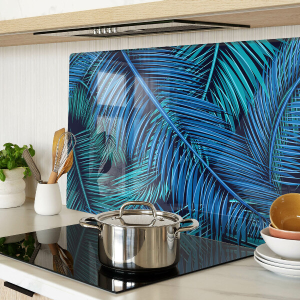 Szklana deska kuchenna Liście palmowe w odcieniach niebieskiego