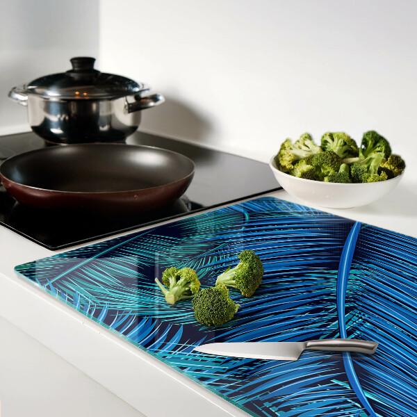 Szklana deska kuchenna Liście palmowe w odcieniach niebieskiego