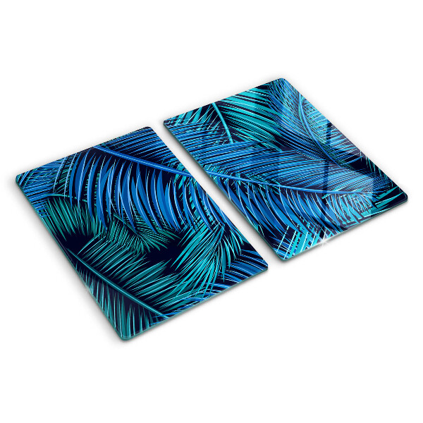 Szklana deska kuchenna Liście palmowe w odcieniach niebieskiego