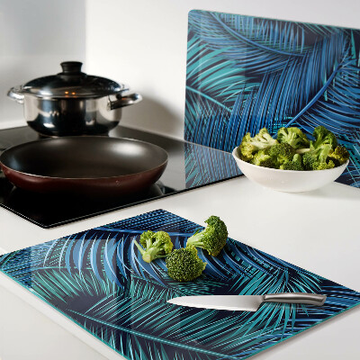 Szklana deska kuchenna Liście palmowe w odcieniach niebieskiego