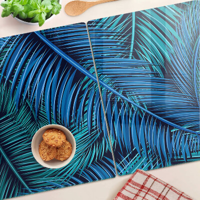 Szklana deska kuchenna Liście palmowe w odcieniach niebieskiego