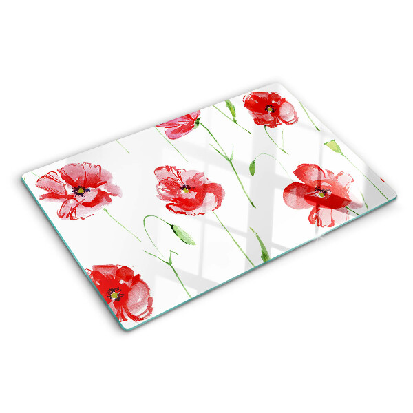 Szklana deska kuchenna Makowy wzór z kwiatami
