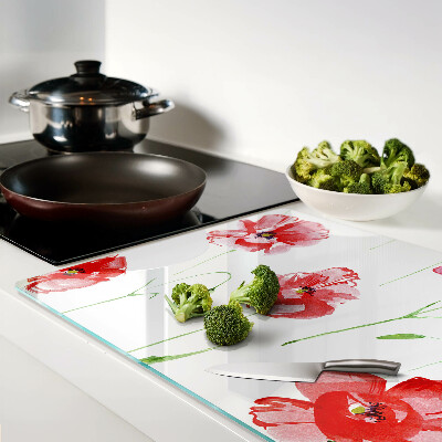 Szklana deska kuchenna Makowy wzór z kwiatami