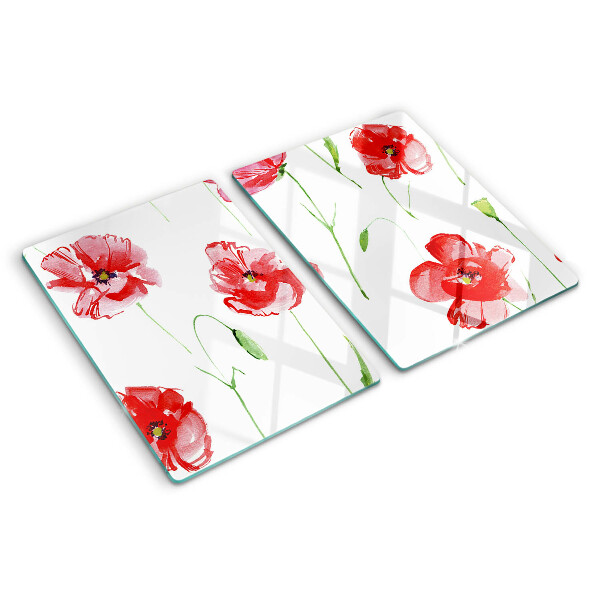 Szklana deska kuchenna Makowy wzór z kwiatami