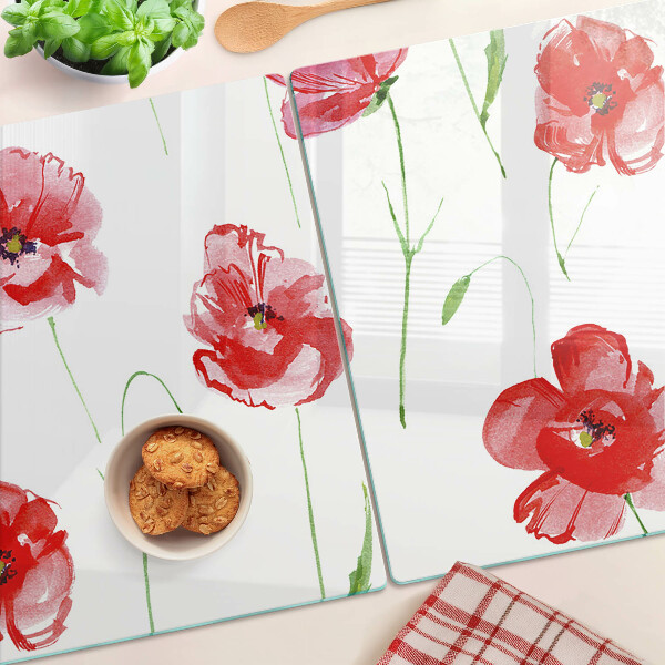 Szklana deska kuchenna Makowy wzór z kwiatami