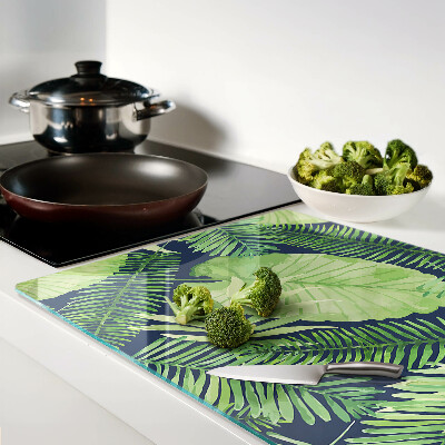 Deska kuchenna szklana Liście tropikalne na ciemnym tle