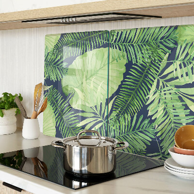 Deska kuchenna szklana Liście tropikalne na ciemnym tle