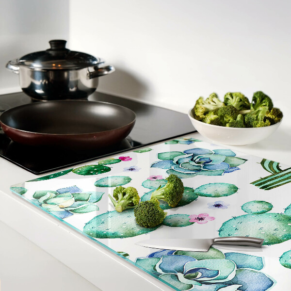 Deska kuchenna szklana Kaktusy i sukulenty