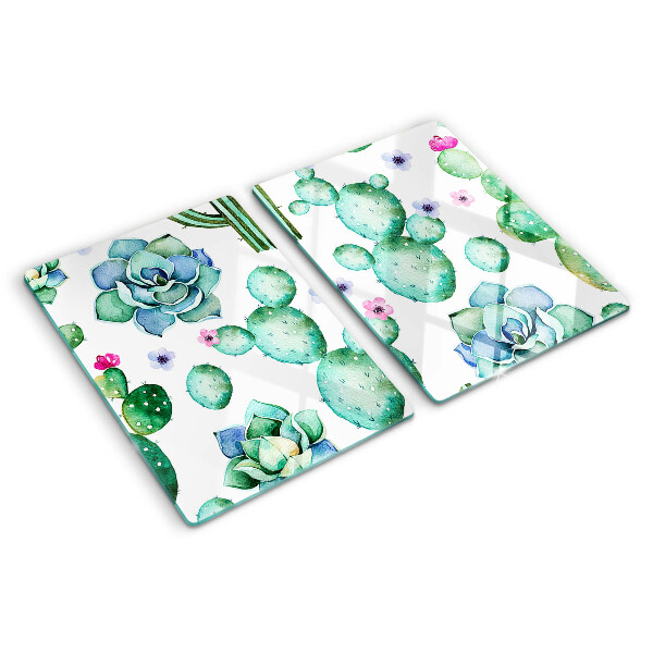 Deska kuchenna szklana Kaktusy i sukulenty