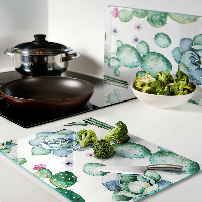 Deska kuchenna szklana Kaktusy i sukulenty