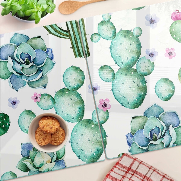 Deska kuchenna szklana Kaktusy i sukulenty