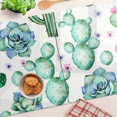 Deska kuchenna szklana Kaktusy i sukulenty