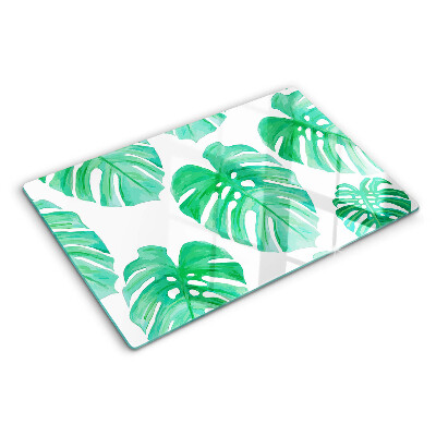 Szklana deska do krojenia Liście monstery na białym tle